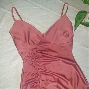 Windsor Pink Champagne Slit Formal Dress